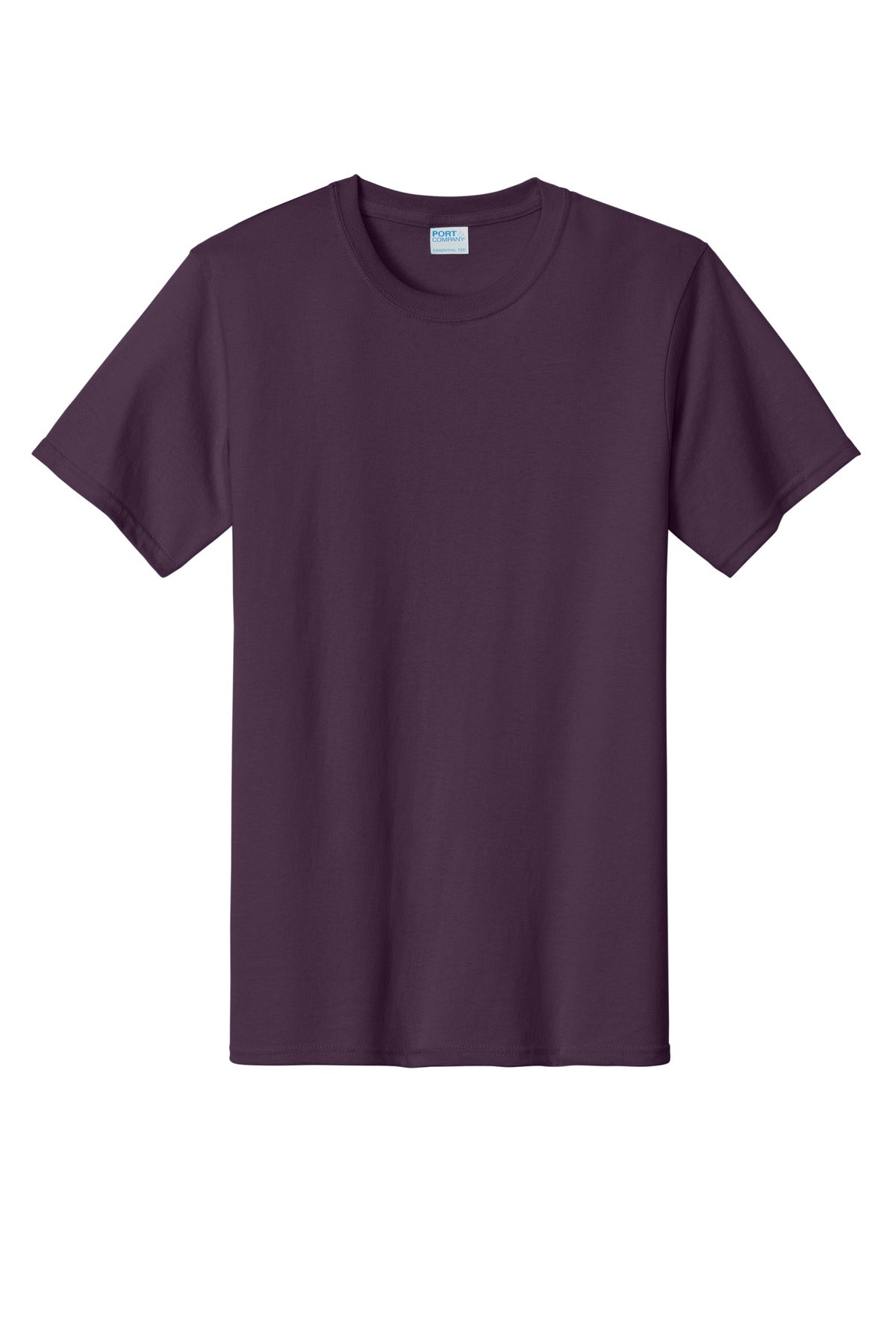 Front View of Eggplant Port & Co Essential Tee. PC61