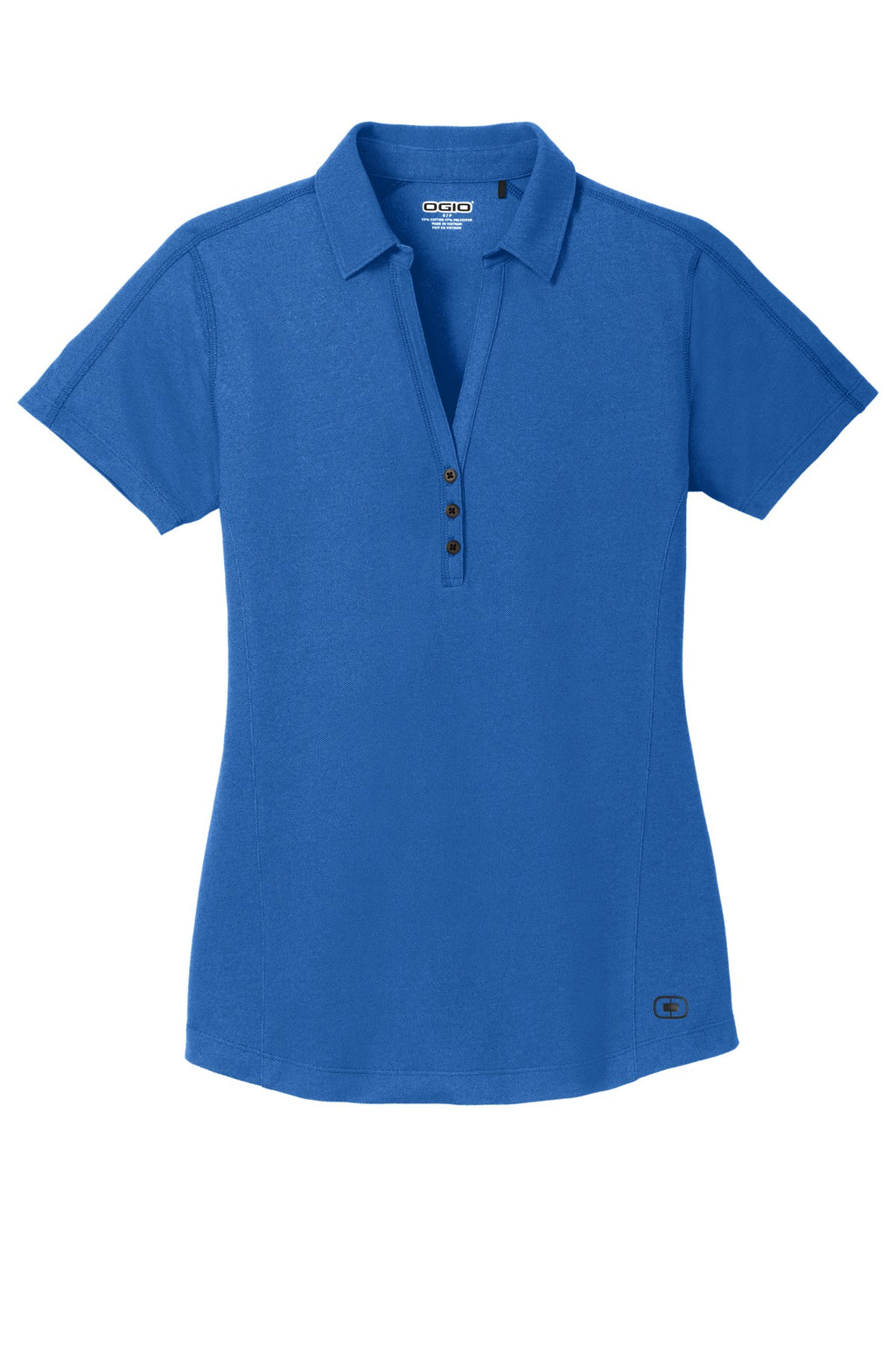 Front View of Electric Blue OGIO Women's Onyx Polo. LOG126