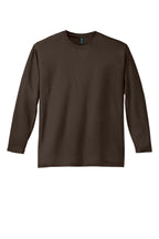 Front View of Espresso District Perfect Weight Long Sleeve Tee. DT105