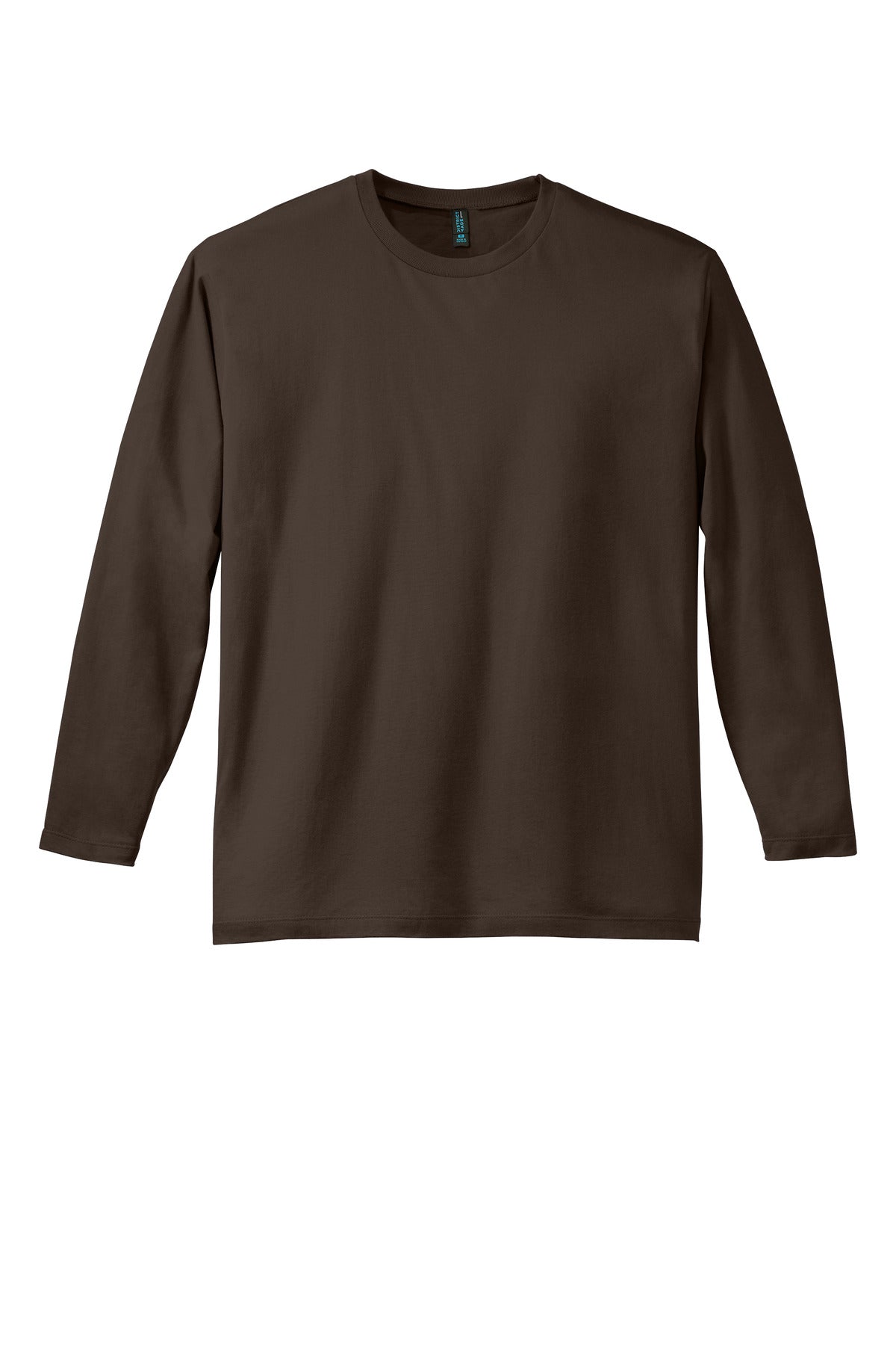 Front View of Espresso District Perfect Weight Long Sleeve Tee. DT105