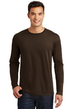 Front View of Espresso District Perfect Weight Long Sleeve Tee. DT105