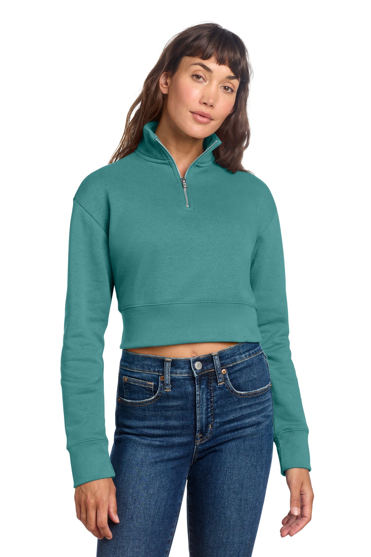 Front View of EuclptusBl District Women's V.I.T. Fleece 1/2-Zip DT6111