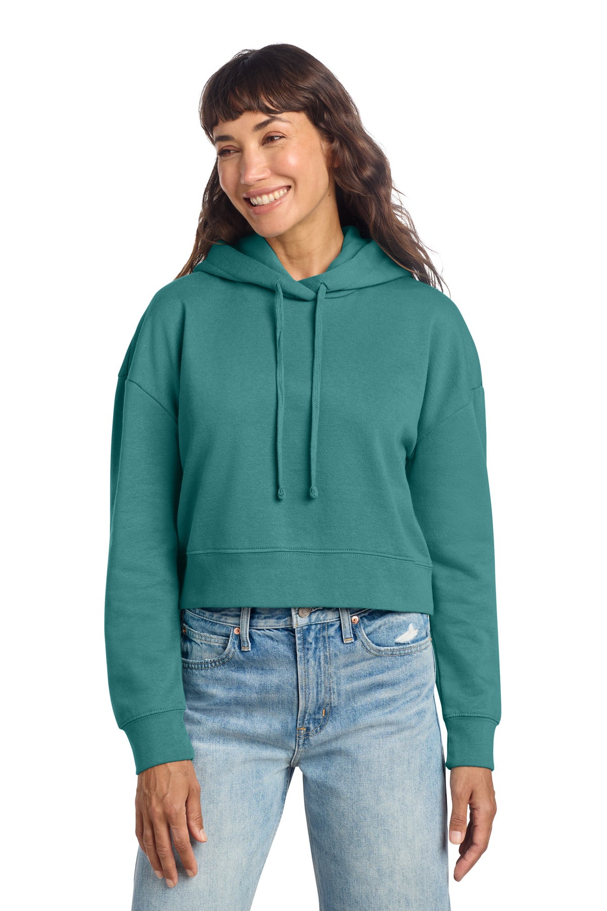 Front View of EuclptusBl District Women's V.I.T. Fleece Hoodie DT6101
