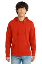 Front View of FieryRed District V.I.T. Fleece Hoodie DT6100