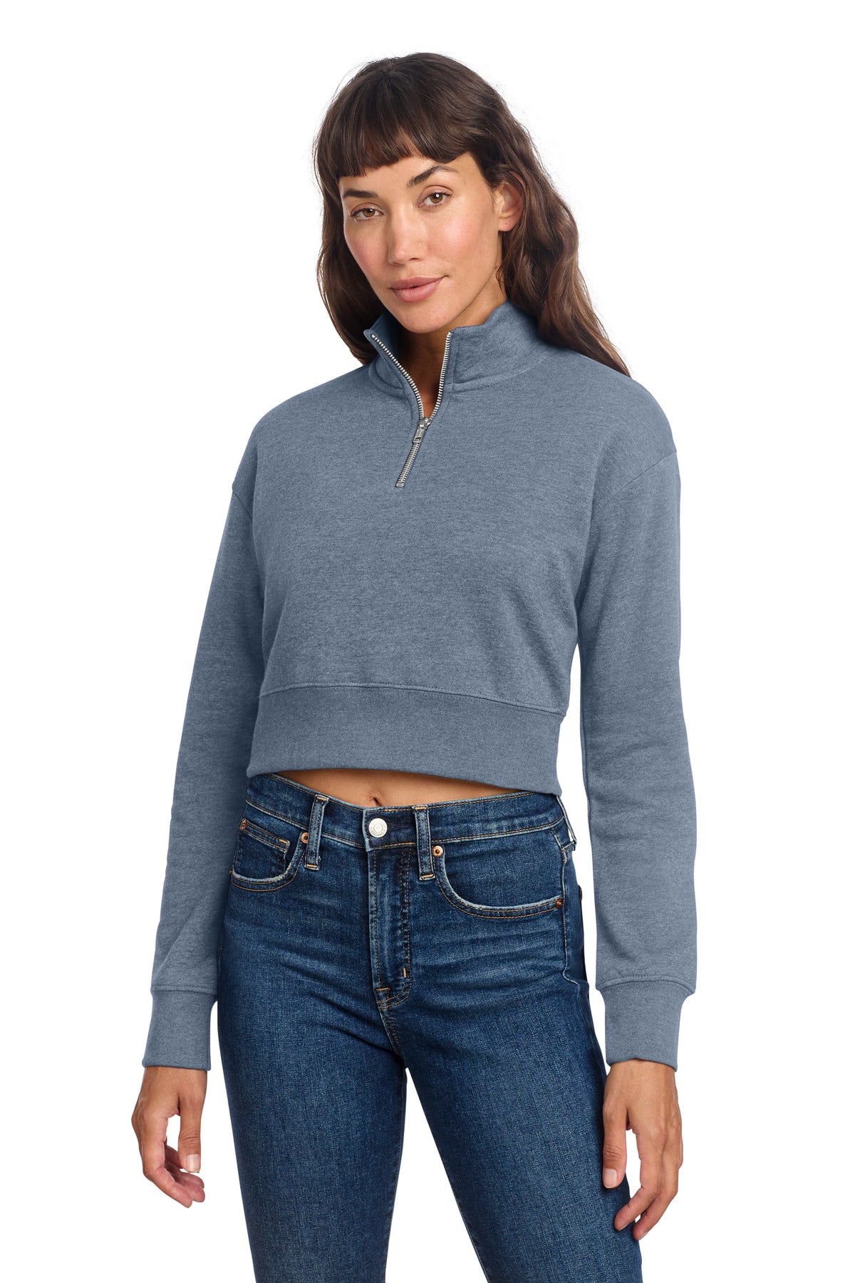 Front View of FlntBluHtr District Women's V.I.T. Fleece 1/2-Zip DT6111