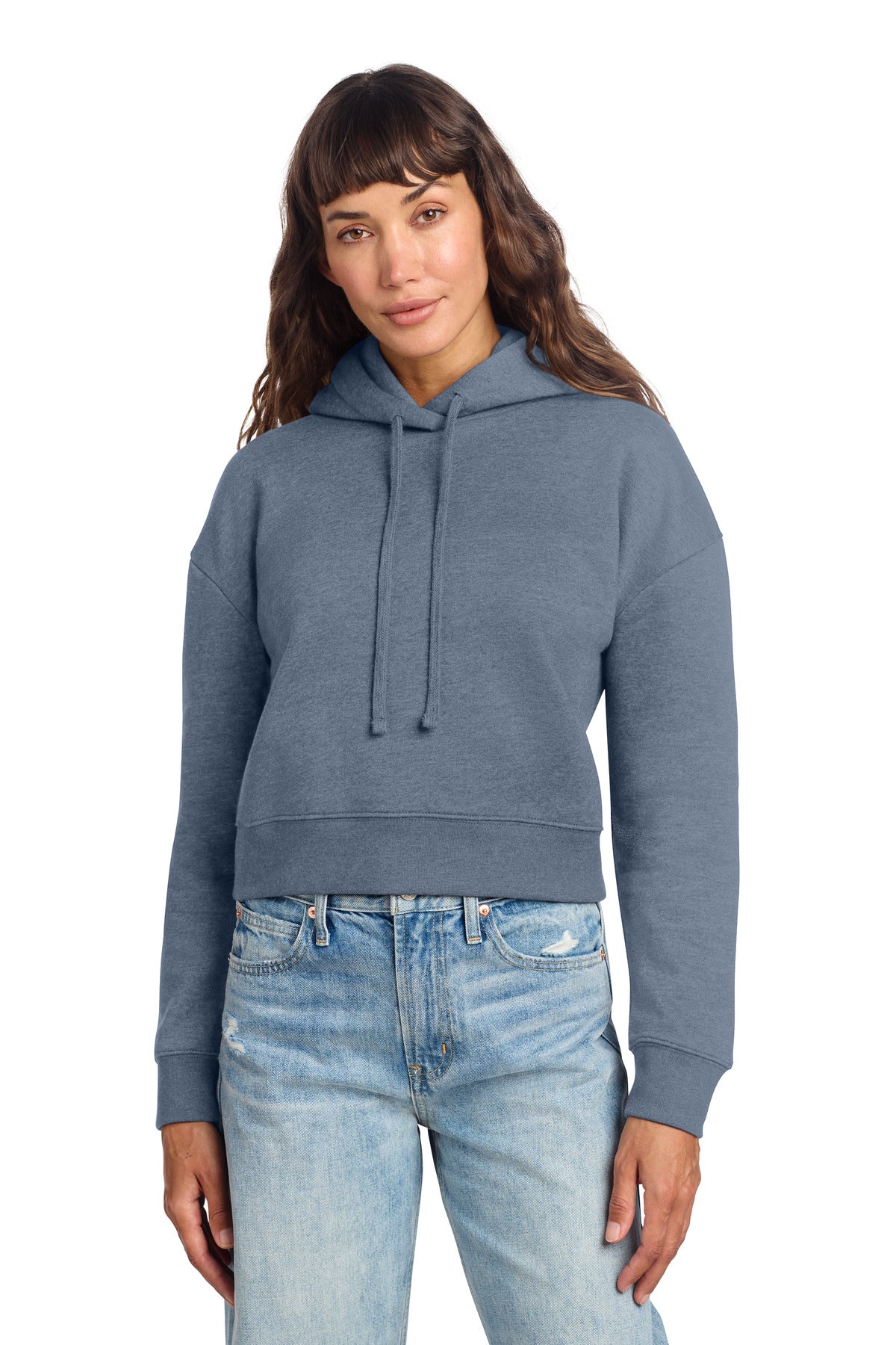 Front View of FlntBluHtr District Women's V.I.T. Fleece Hoodie DT6101