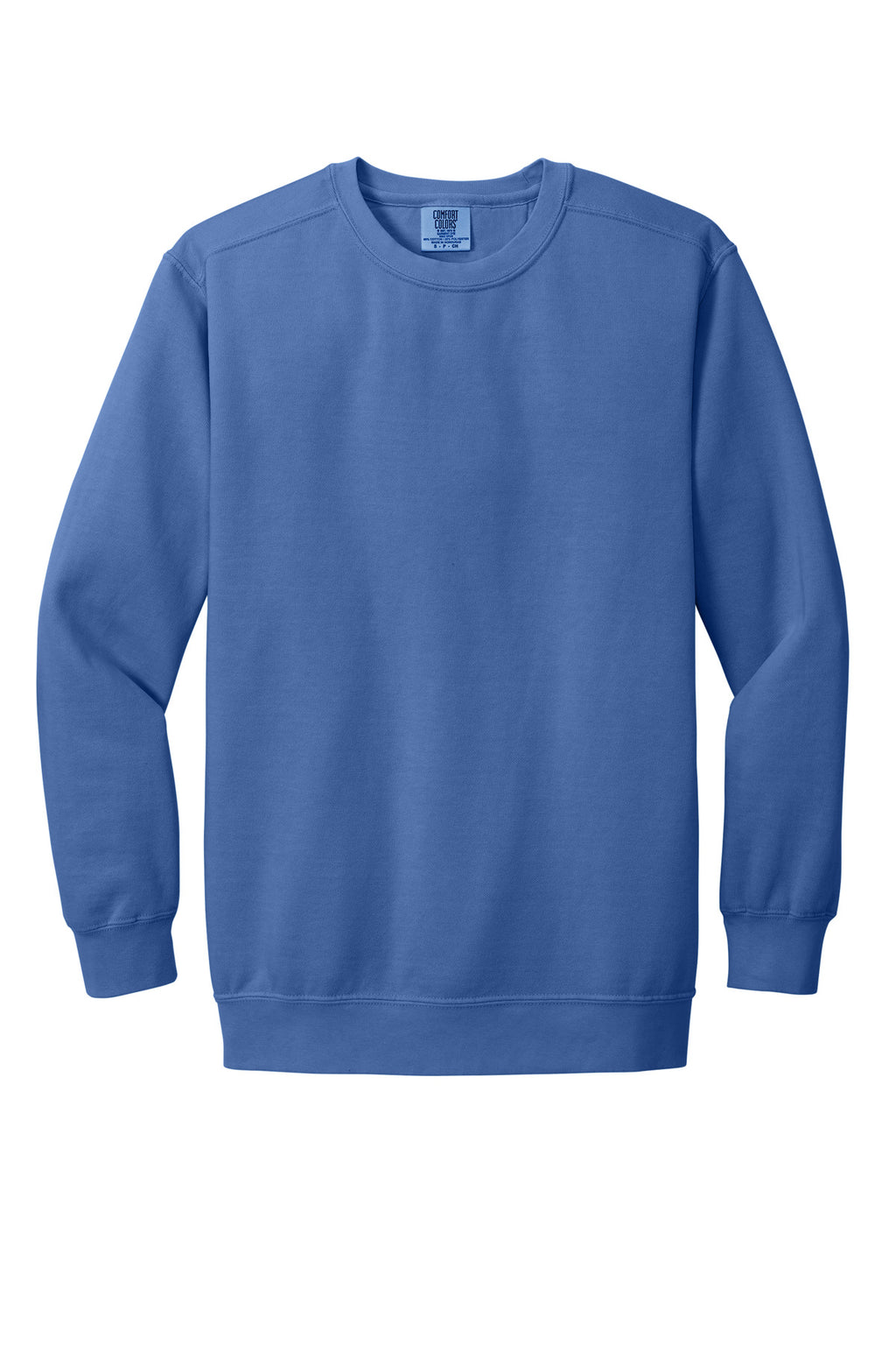 Front View of Flo Blue COMFORT COLORS Ring Spun Crewneck Sweatshirt. 1566