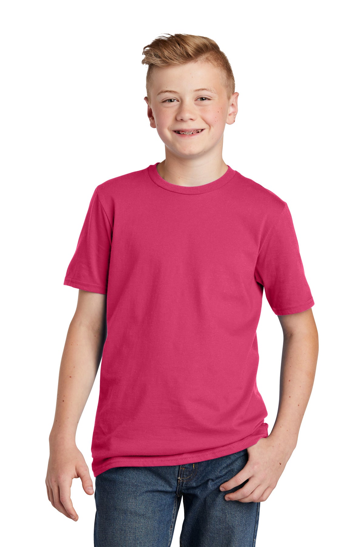Front View of FlushPink District Youth Very Important Tee . DT6000Y