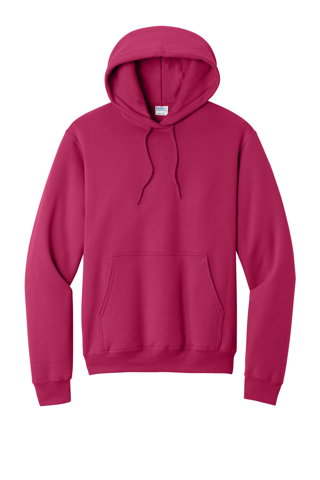 Front View of FlushPink Port & Co Core Fleece Pullover Hooded Sweatshirt. PC78H
