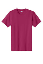 Front View of FlushPink Port & Co Essential Tee. PC61