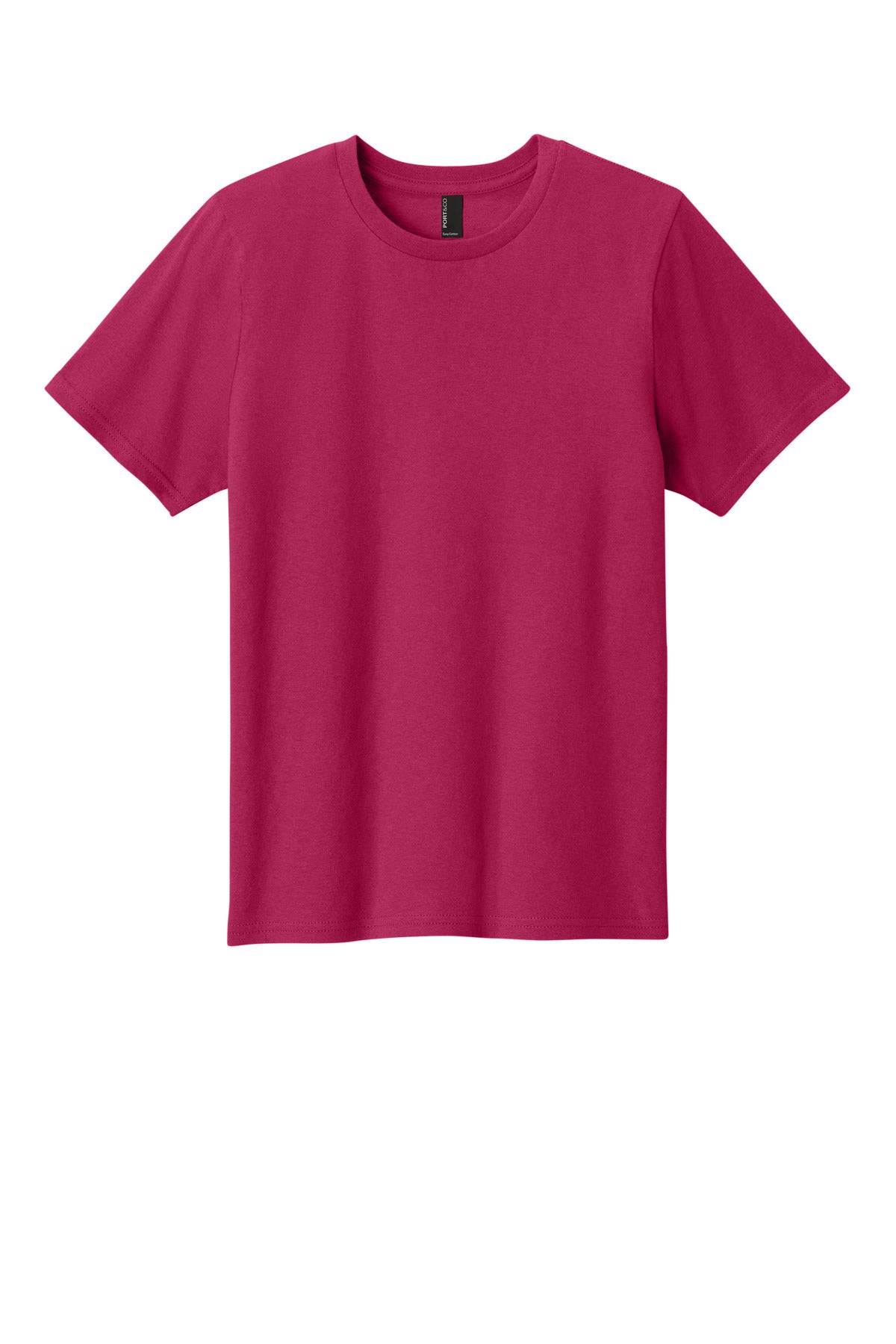 Front View of FlushPink Port & Co Youth Easy Cotton Tee PC43Y