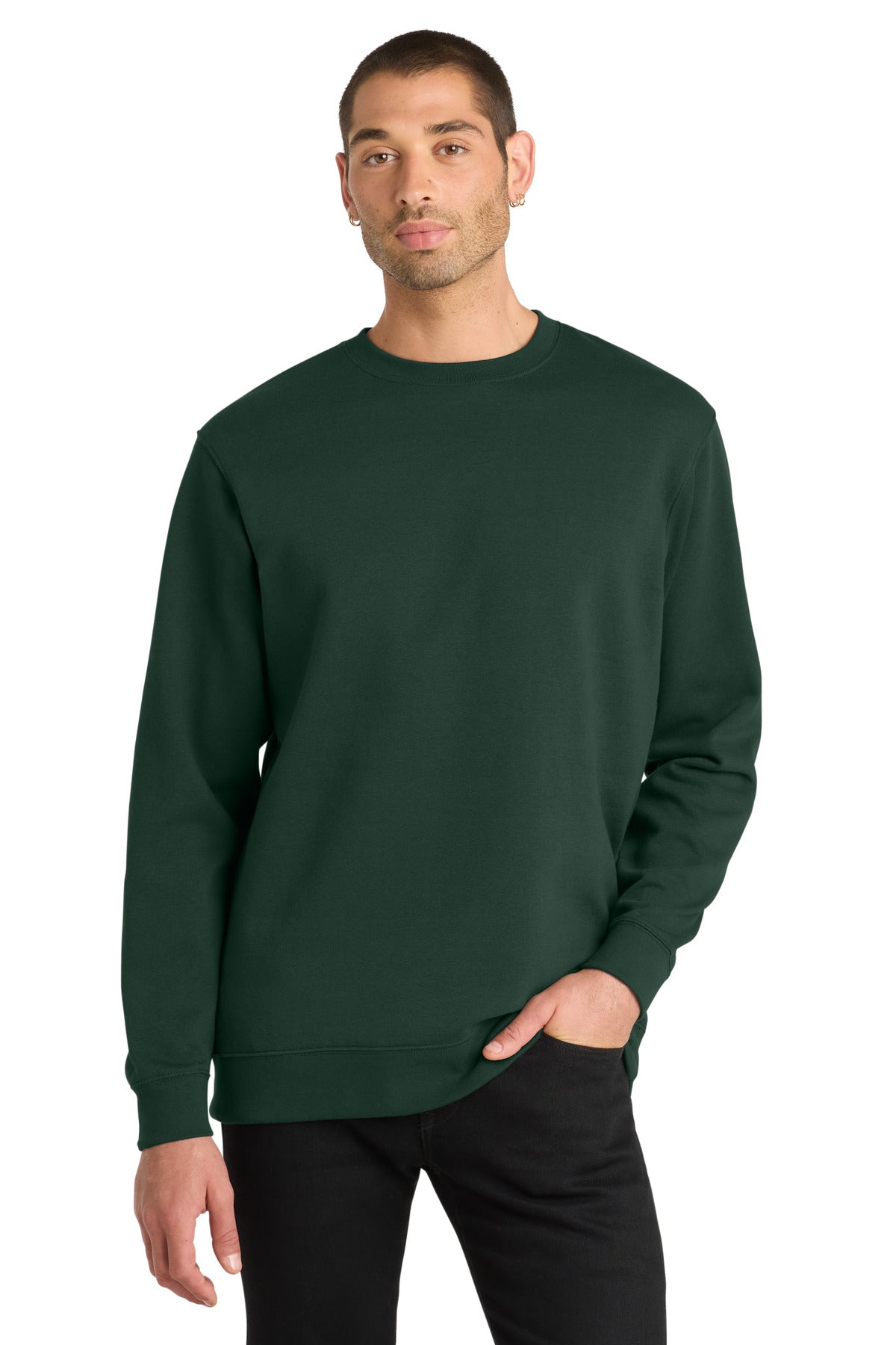 Front View of Forest Green District V.I.T. Fleece Crew DT6104