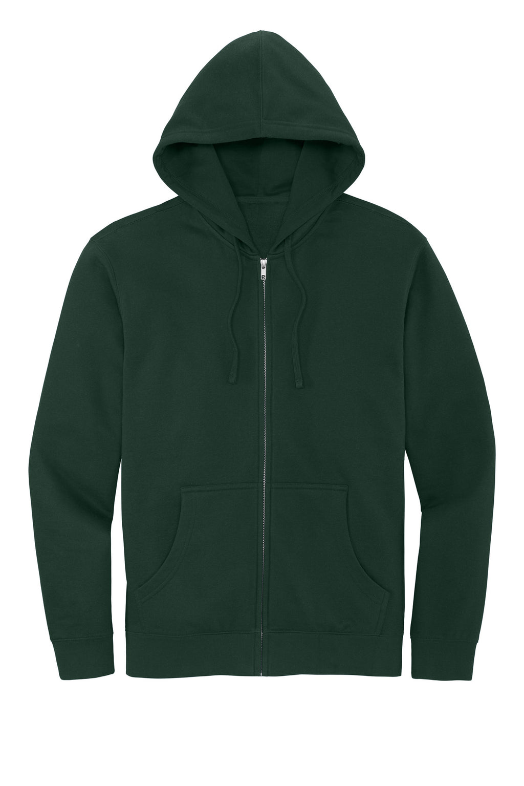 Front View of Forest Green District V.I.T. Fleece Full-Zip Hoodie DT6102