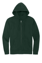Front View of Forest Green District V.I.T. Fleece Full-Zip Hoodie DT6102