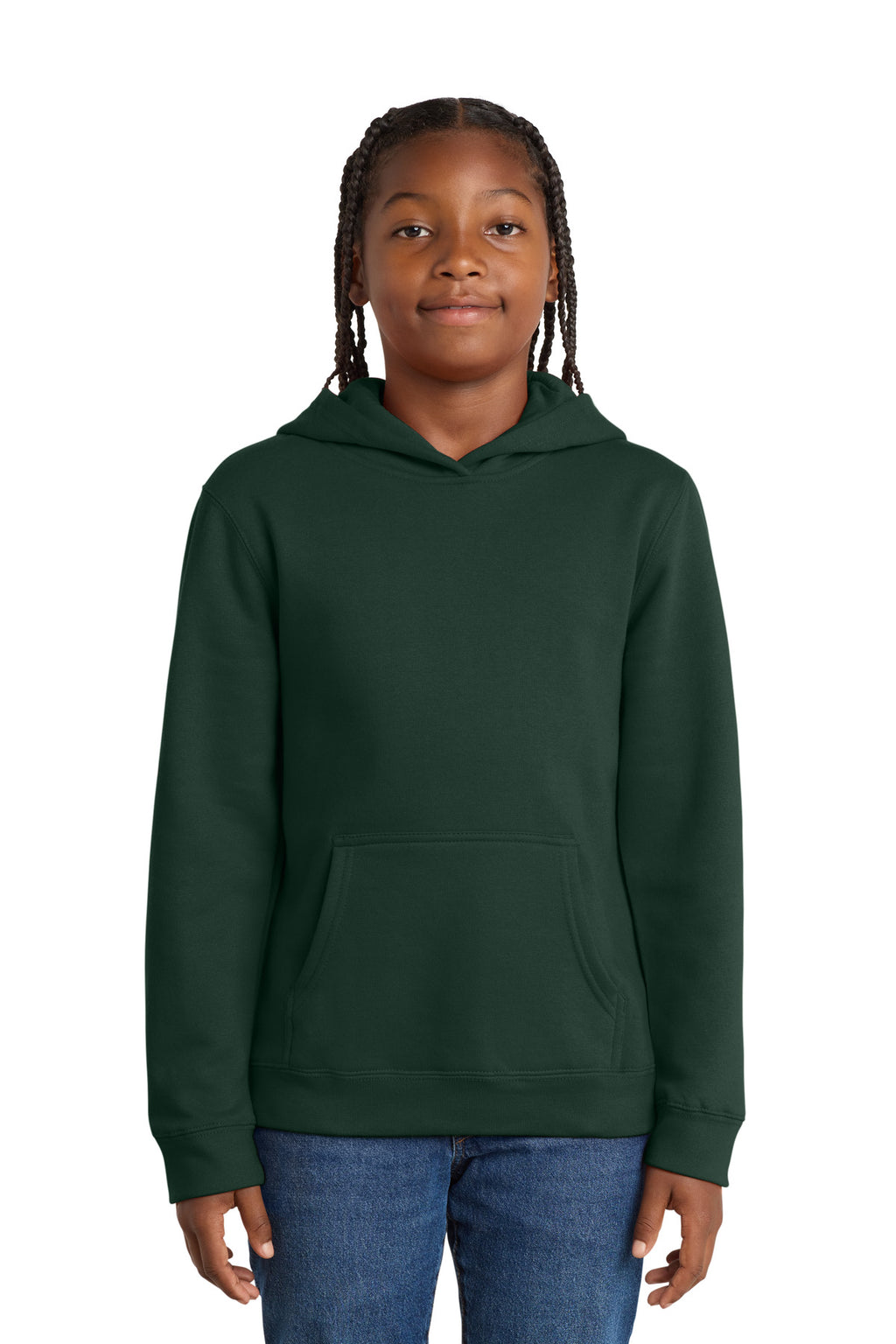 Front View of Forest Green District Youth V.I.T. Fleece Hoodie DT6100Y