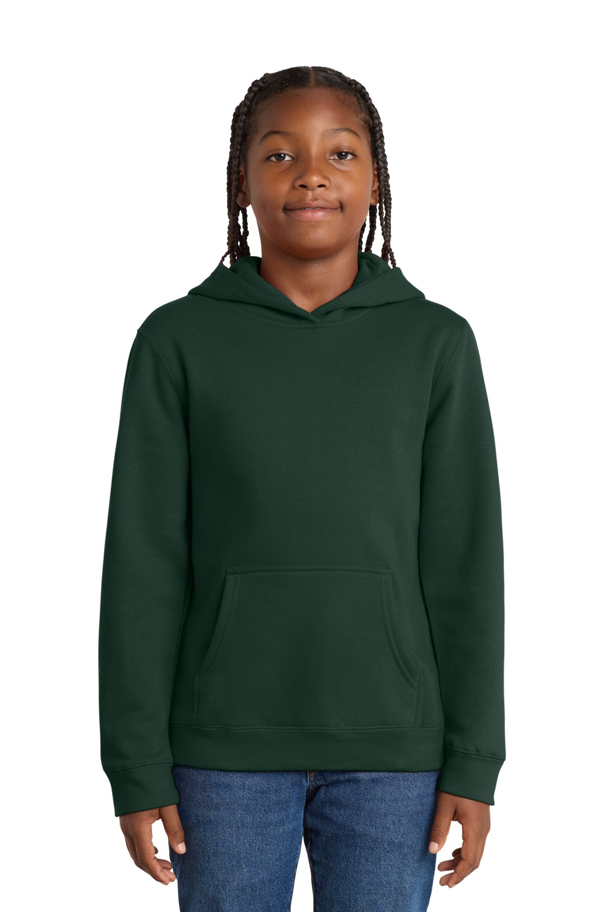 Front View of Forest Green District Youth V.I.T. Fleece Hoodie DT6100Y