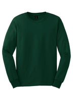 Front View of Forest Green Gildan - Ultra Cotton 100% US Cotton Long Sleeve T-Shirt. G2400