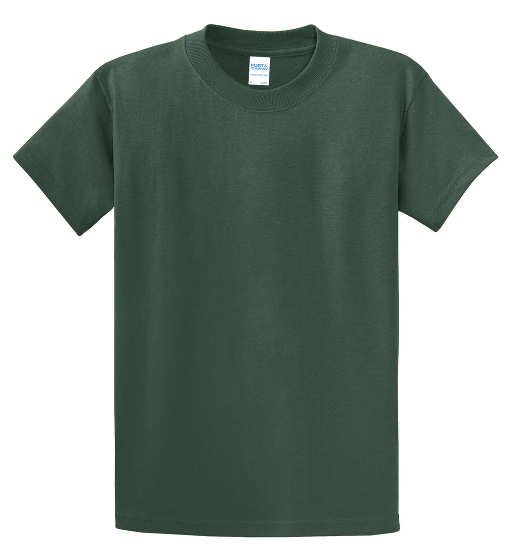 Front View of Forest Green Port & Co Essential Tee. PC61