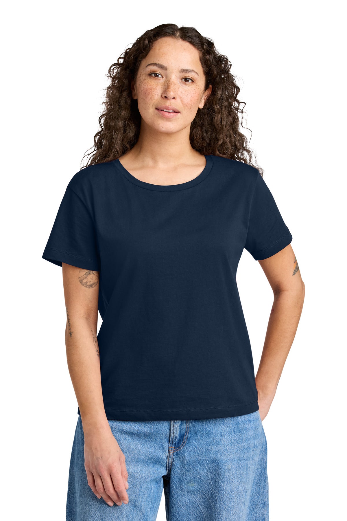 Front View of FrenchNavy Stanley/Stella Women's Stella Serena Scoop Neck Tee SXW008