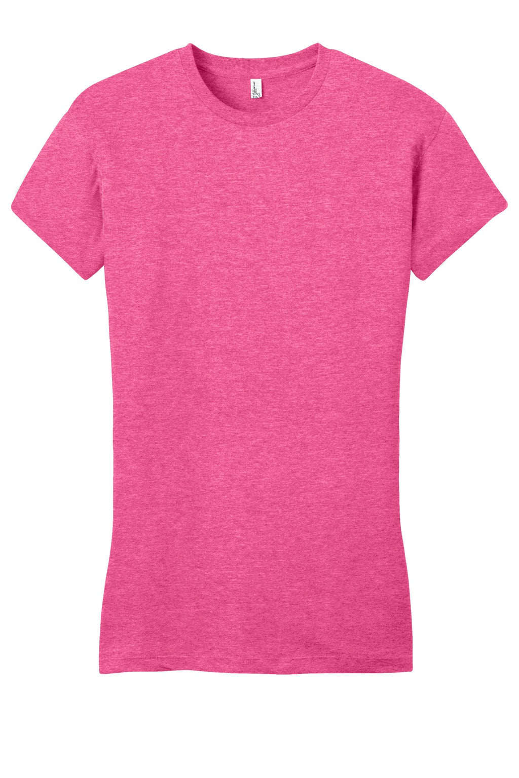 Front View of Fuchsia Frost District Women's Fitted Very Important Tee . DT6001