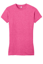 Front View of Fuchsia Frost District Women's Fitted Very Important Tee . DT6001