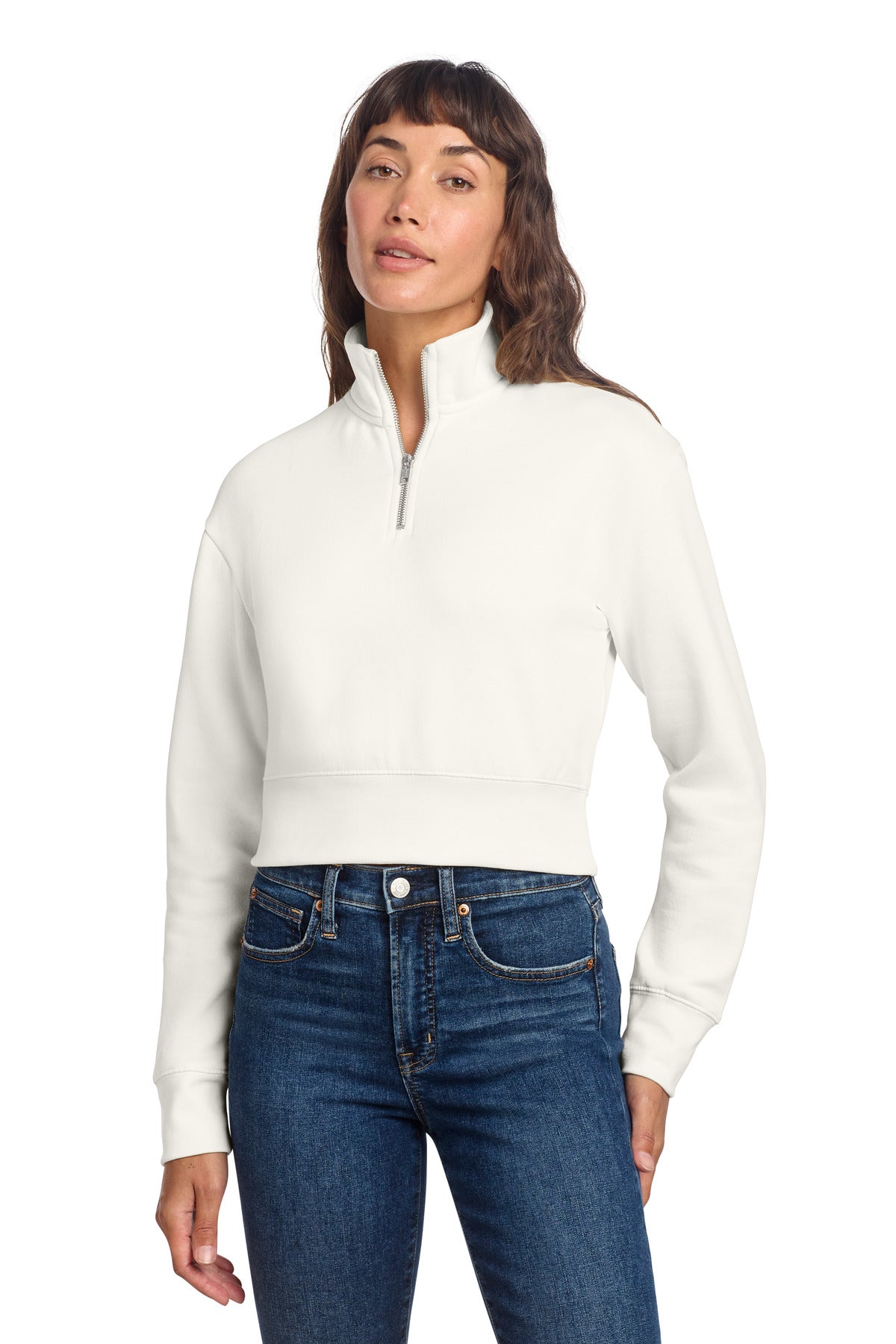 Front View of Gardenia District Women's V.I.T. Fleece 1/2-Zip DT6111