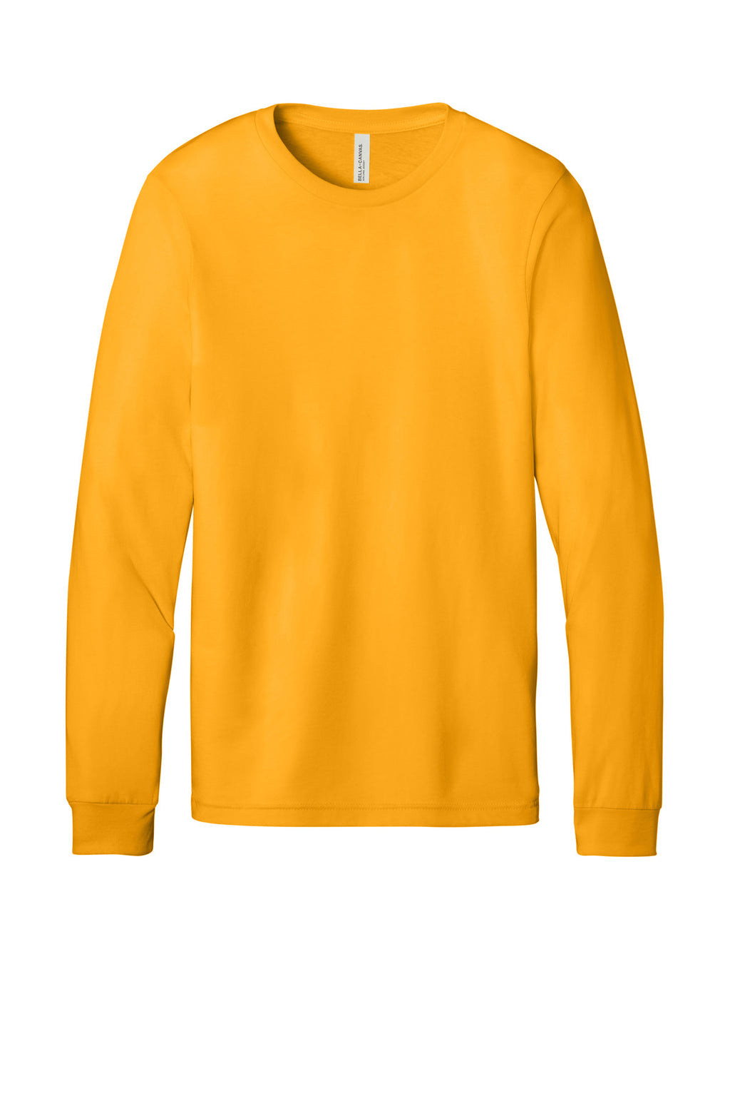 Front View of Gold BELLA+CANVAS Unisex Jersey Long Sleeve Tee. BC3501