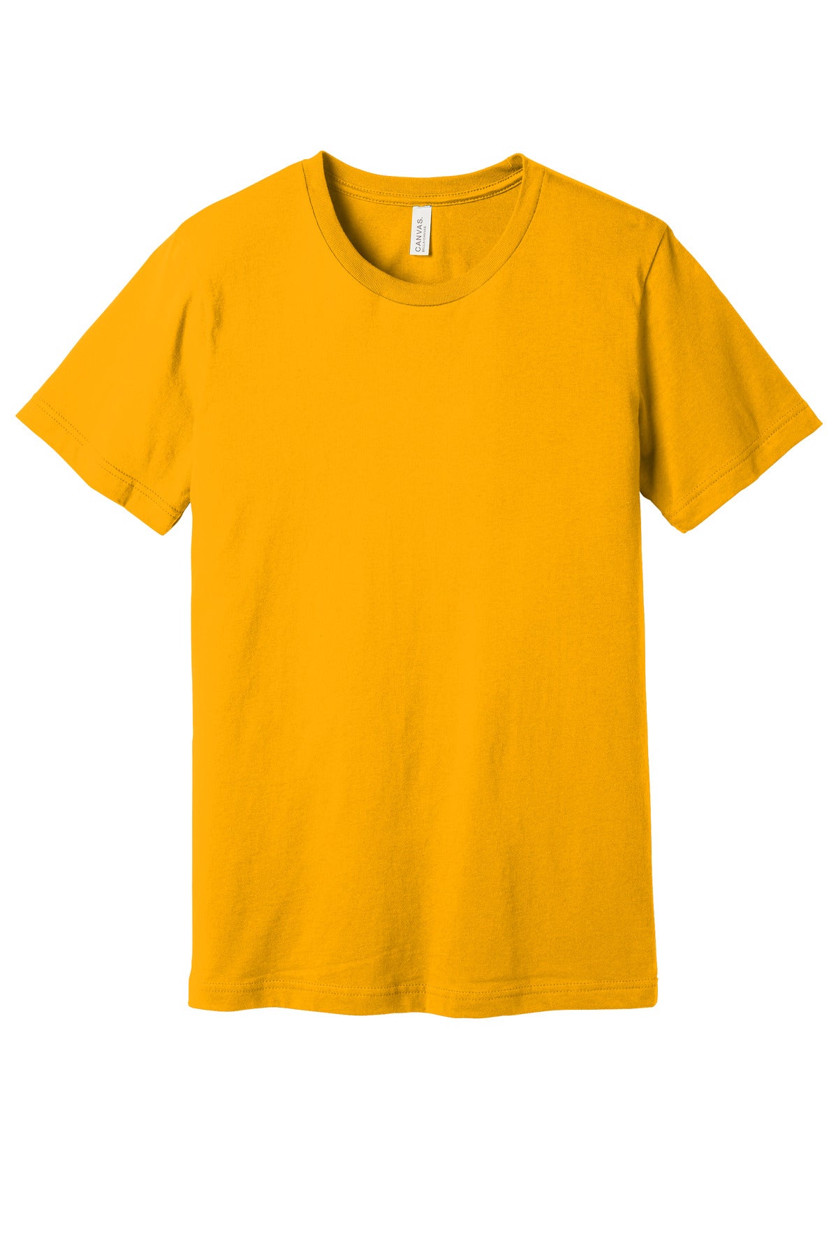 Front View of Gold BELLA+CANVAS Unisex Jersey Short Sleeve Tee. BC3001