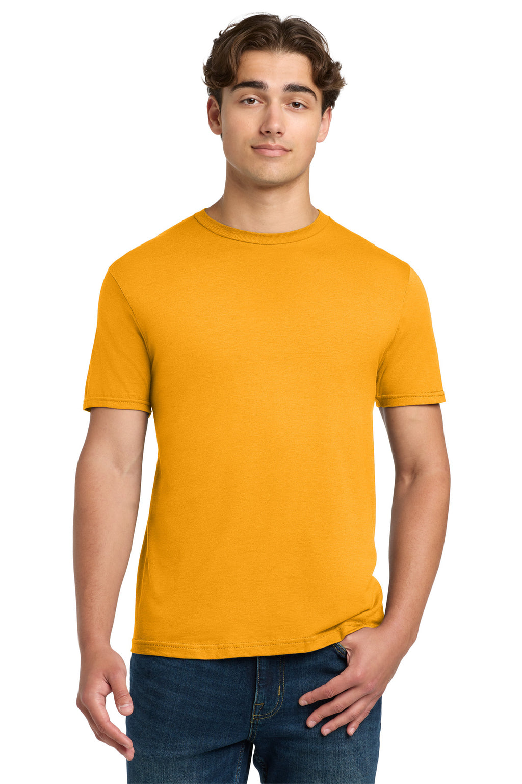 Front View of Gold Gildan Softstyle T-Shirt. 64000