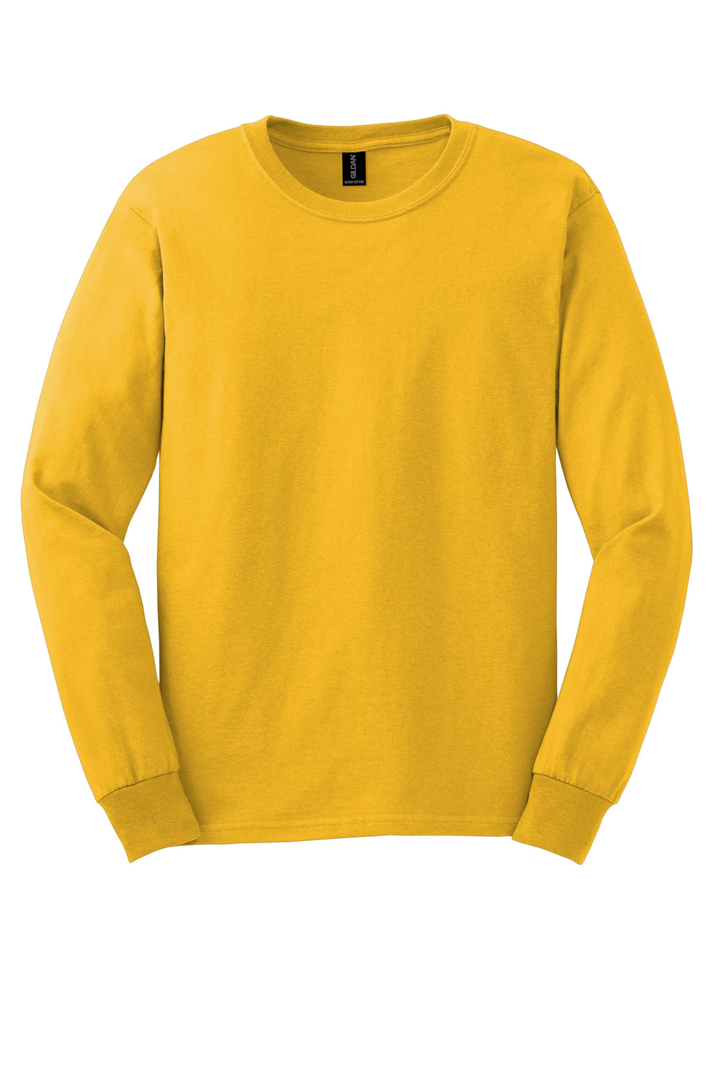 Front View of Gold Gildan - Ultra Cotton 100% US Cotton Long Sleeve T-Shirt. G2400