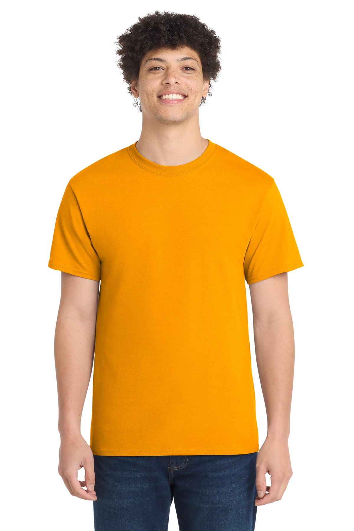 Front View of Gold Port & Co Core Cotton Tee. PC54
