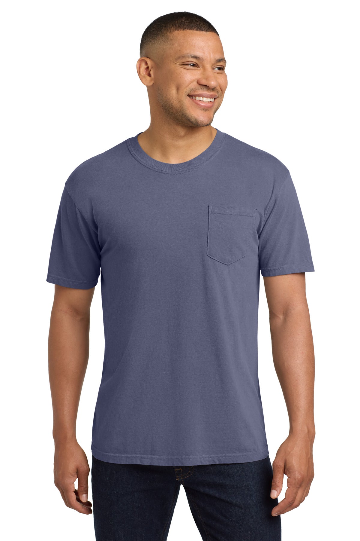 Front View of Grape COMFORT COLORS Heavyweight Ring Spun Pocket Tee. 6030