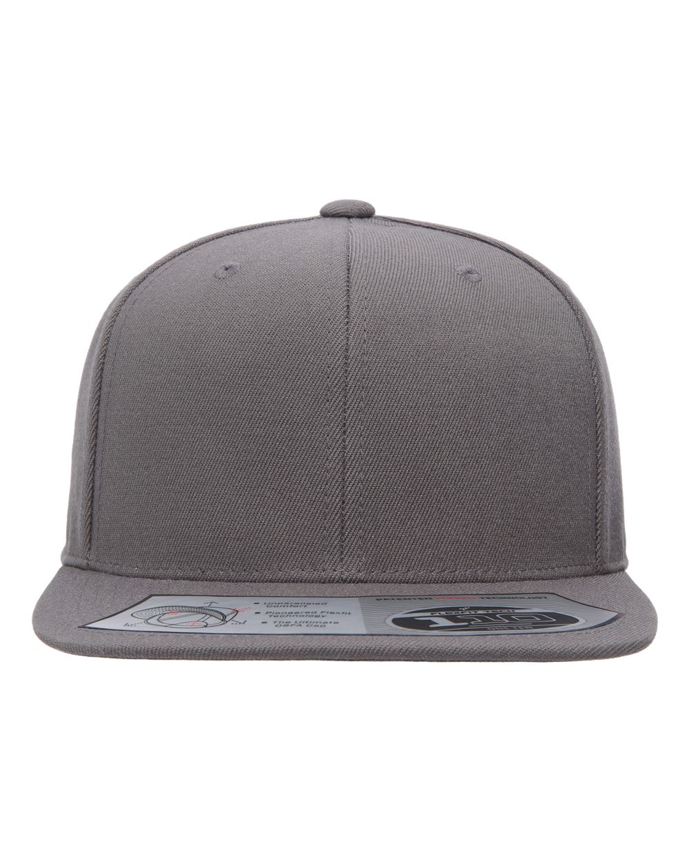 Front View of Grey 110® Snapback Cap - 110F