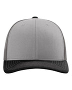 Front View of Grey/ Charcoal/ Black Snapback Trucker Cap - 112