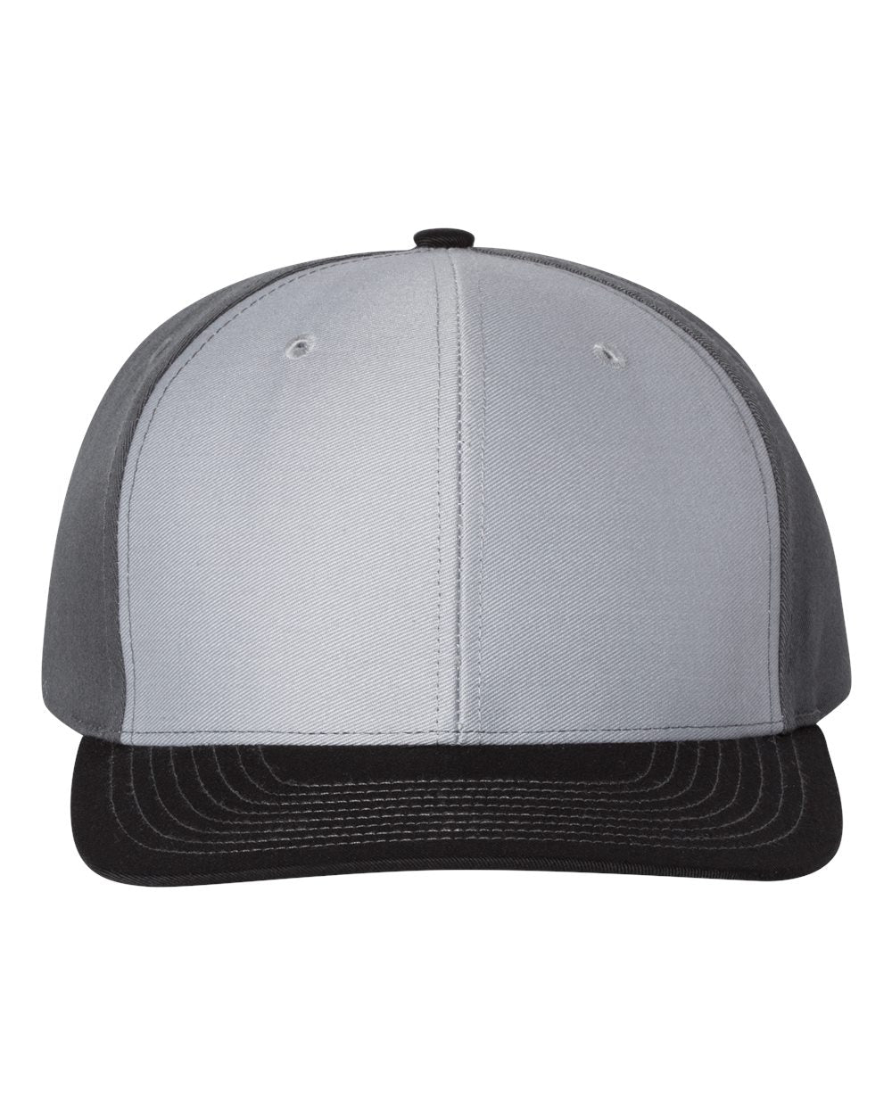 Front View of Grey/ Charcoal/ Black Twill Back Trucker Cap - 312