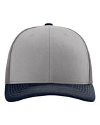 Front View of Grey/ Charcoal/ Navy Snapback Trucker Cap - 112