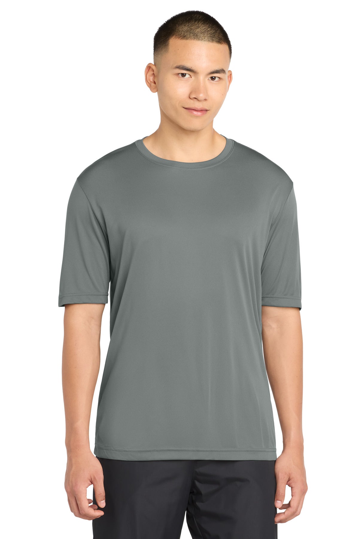Front View of Grey Concrete Sport-Tek PosiCharge Competitor Tee. ST350