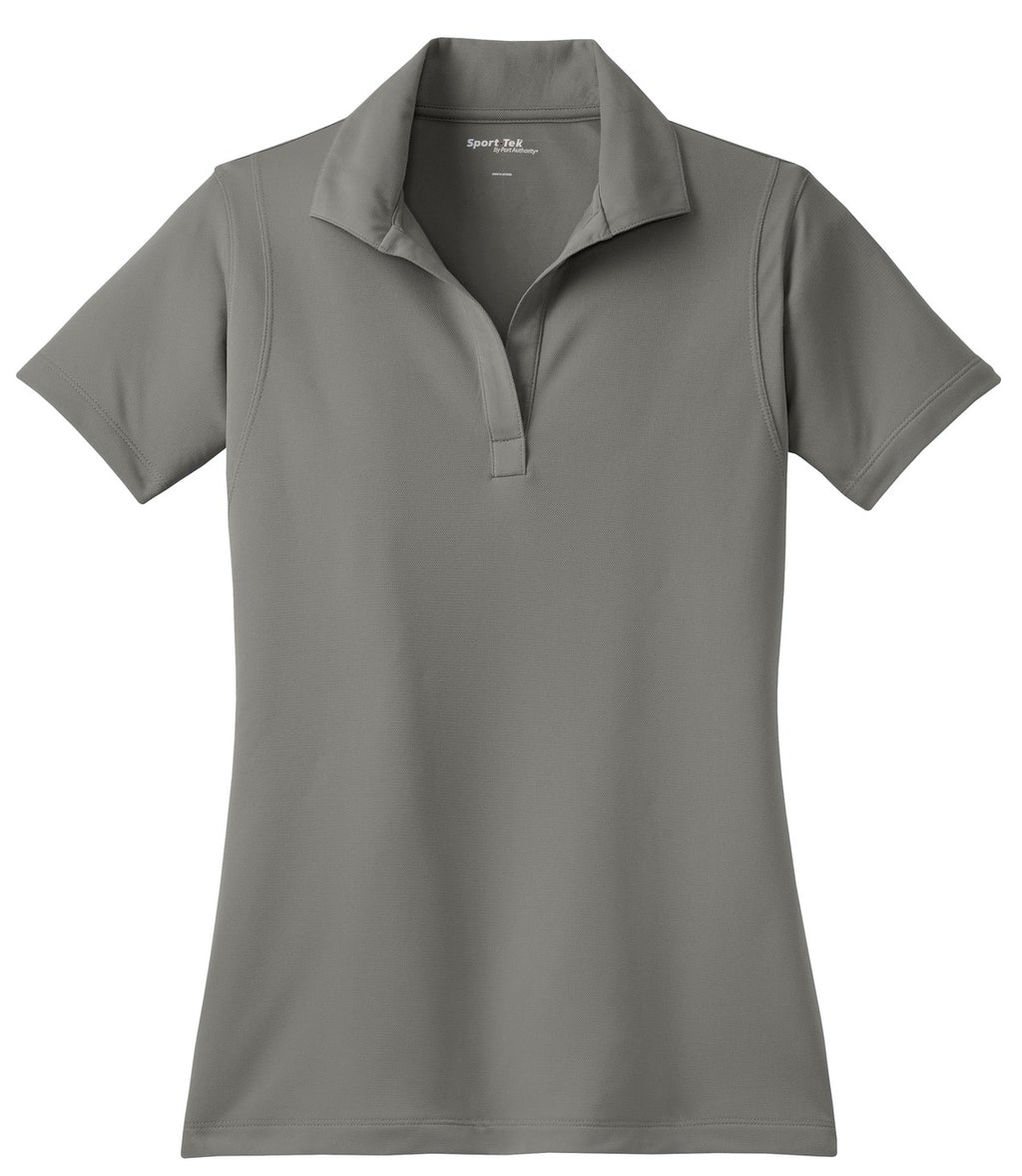 Front View of Grey Concrete Sport-Tek Women's Micropique Sport-Wick Polo. LST650