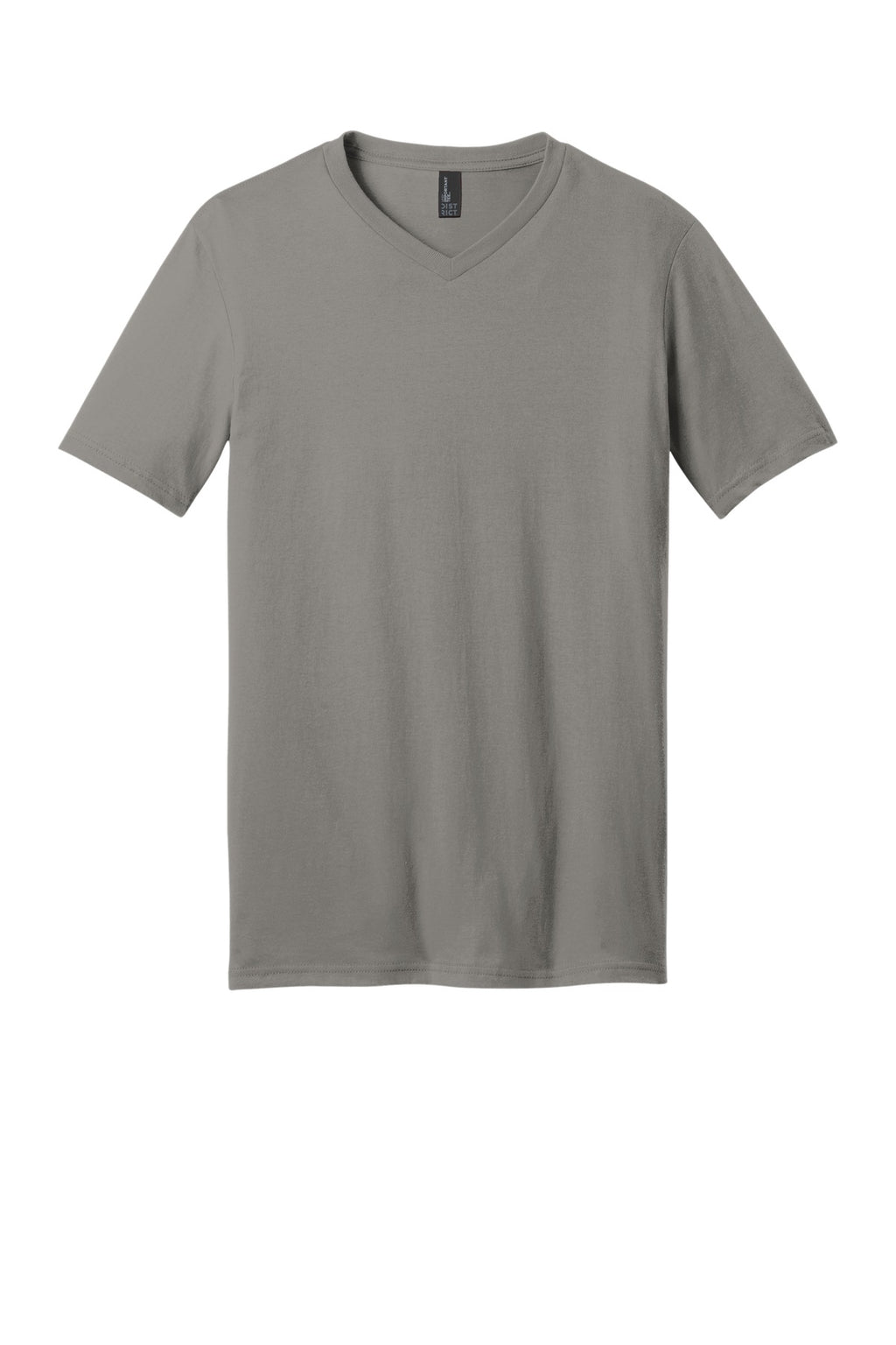 Front View of Grey District Very Important Tee V-Neck. DT6500