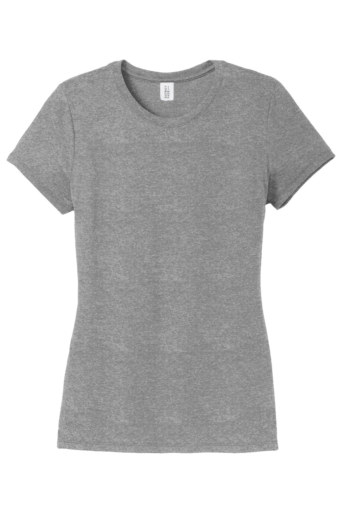 Front View of Grey Frost District Women's Perfect Tri Tee. DM130L