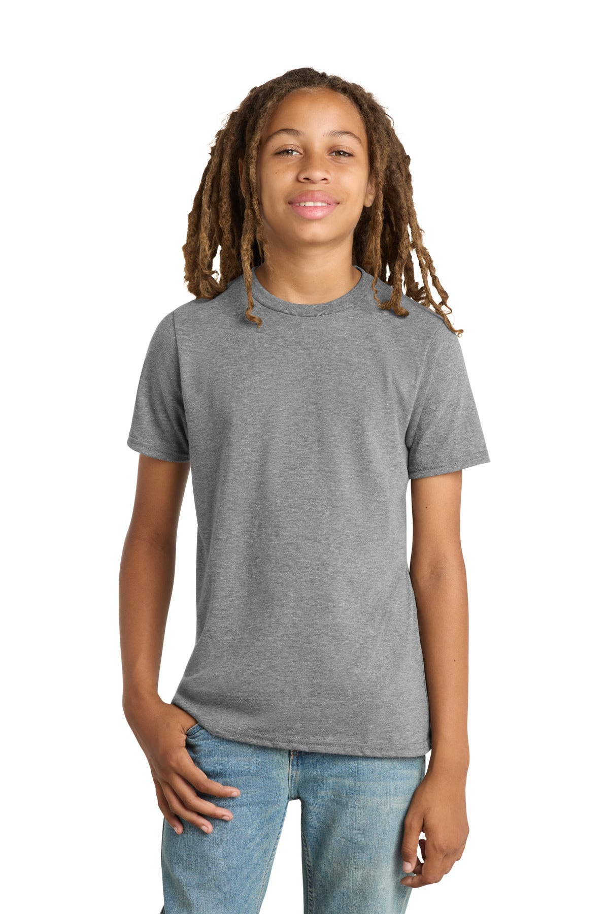 Front View of Grey Frost District Youth Very Important Tee . DT6000Y
