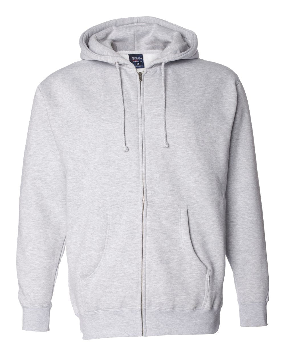 Front View of Grey Heather Heavyweight Full-Zip Hooded Sweatshirt - IND4000Z