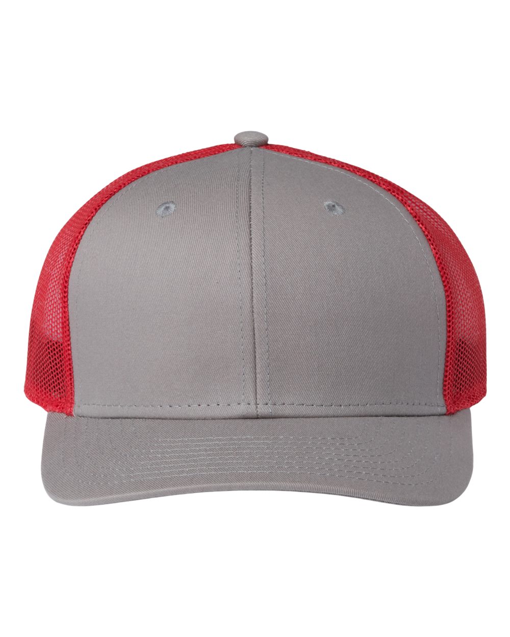 Front View of Grey/ Red Everyday Trucker Cap - GB452E