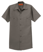 Front View of Grey Red Kap Short Sleeve Industrial Work Shirt. SP24