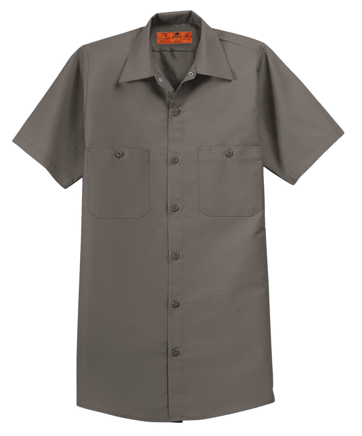 Front View of Grey Red Kap Short Sleeve Industrial Work Shirt. SP24