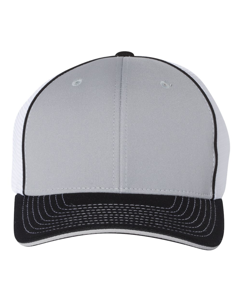 Front View of Grey/ White/ Black Tri Pulse Sportmesh R-Flex Cap - 172