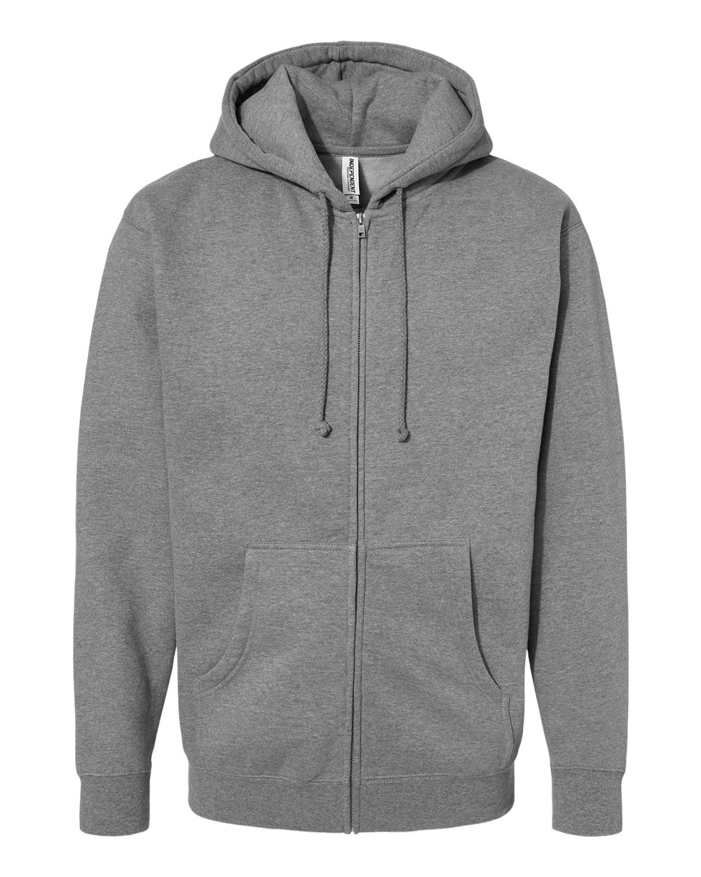Front View of Gunmetal Heather Heavyweight Full-Zip Hooded Sweatshirt - IND4000Z