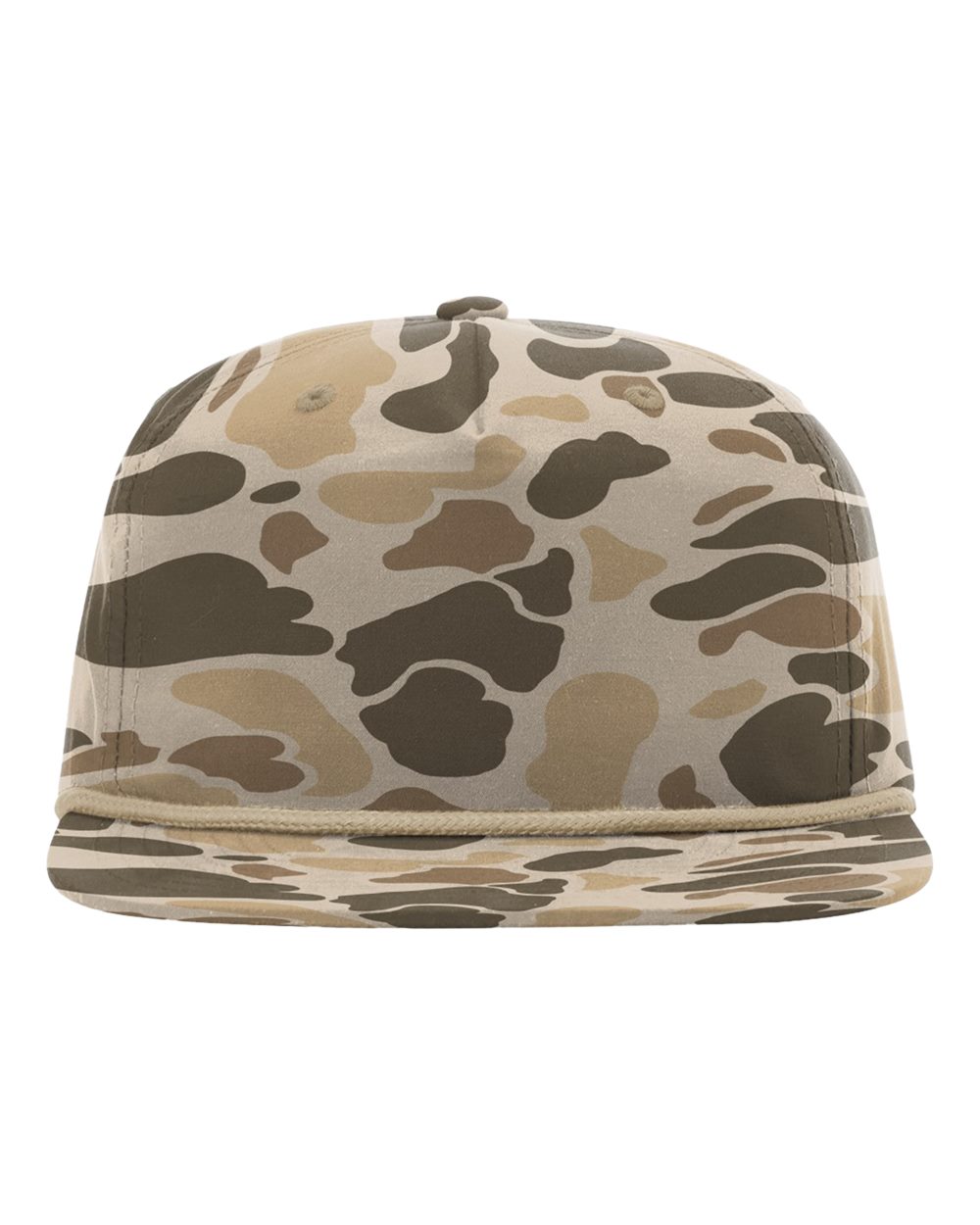 Front View of Harvest Duck Camo/ Light Brown Printed Umpqua Gramps Cap - 256P
