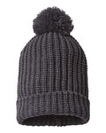 Front View of Heather Charcoal Chunky Cable Beanie - 143R