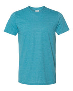 Front View of Heather Galapagos Blue Softstyle® T-Shirt - 64000